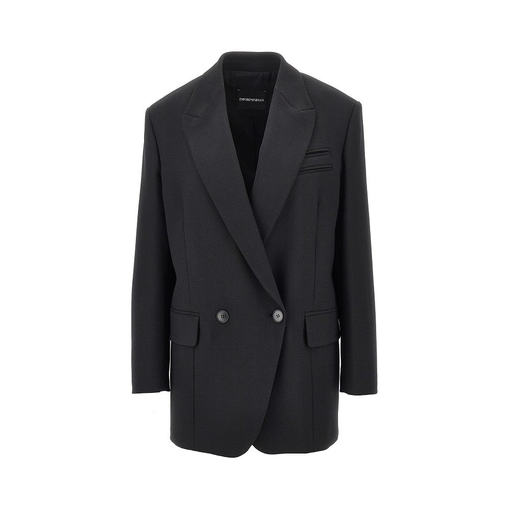 Wool-blend oversized double-breasted jacket