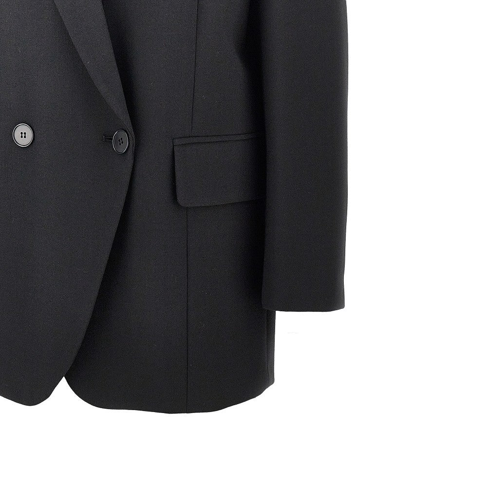 Wool-blend oversized double-breasted jacket