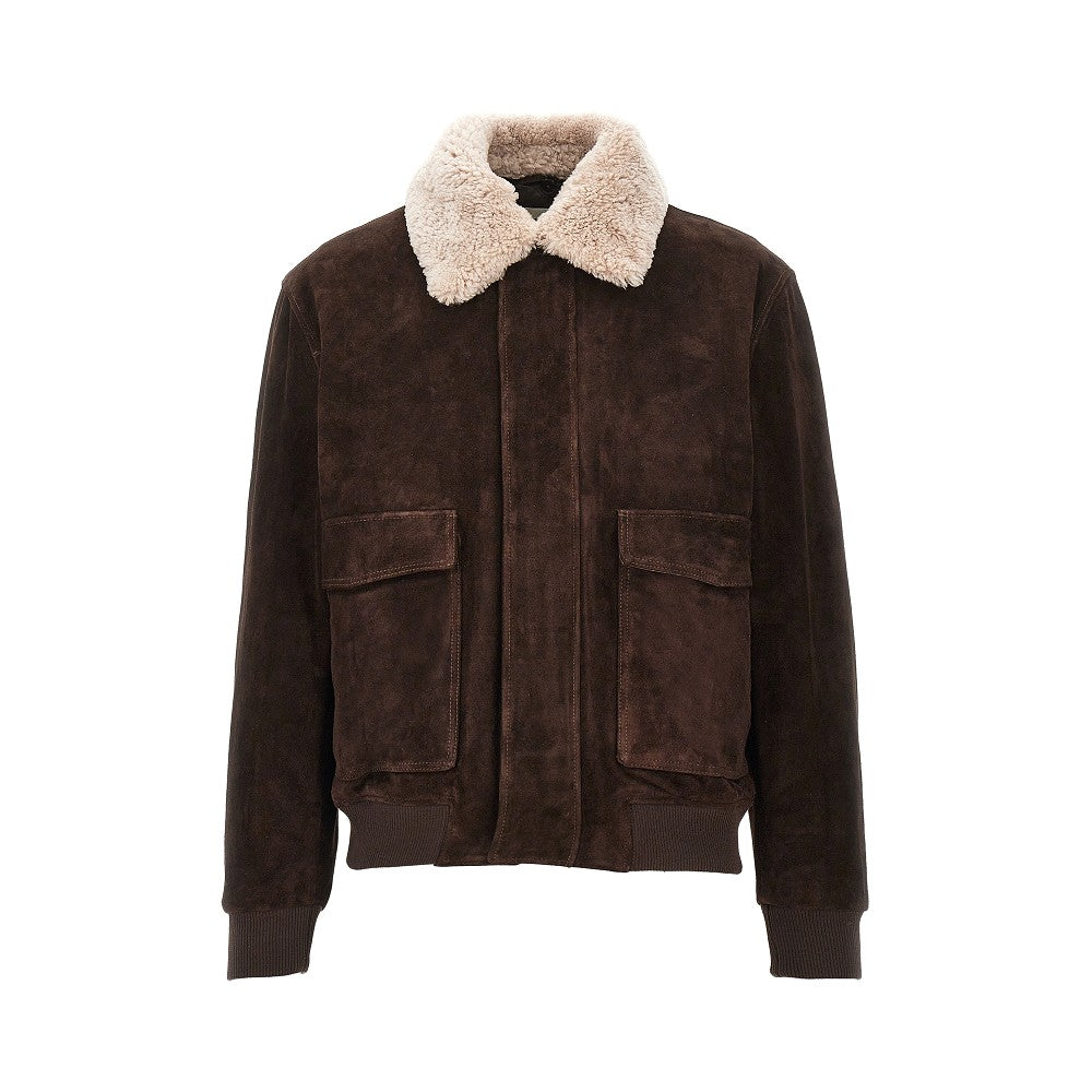'Bari' suede leather bomber jacket