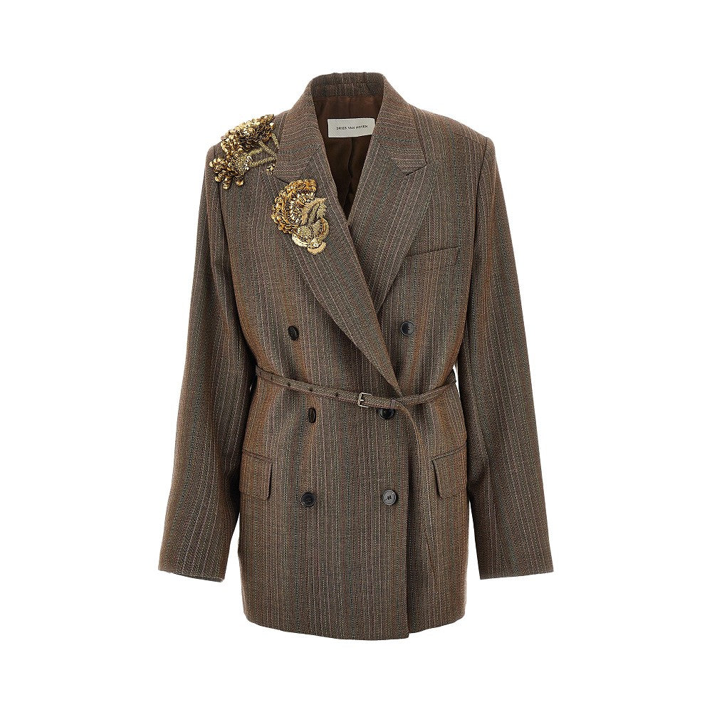 Giacca doppiopetto oversize ricamata