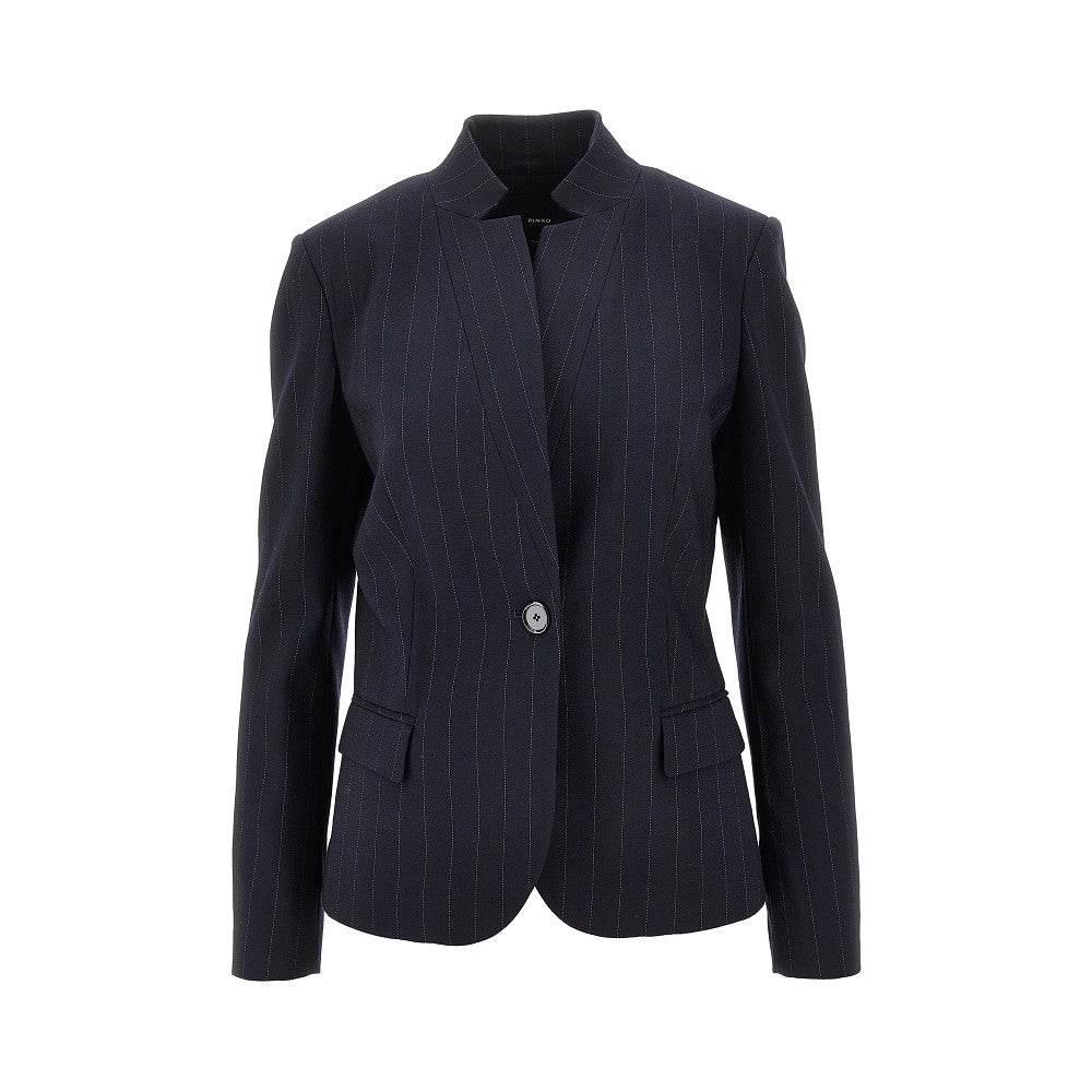 Pinstriped wool-blend single-breasted jacket