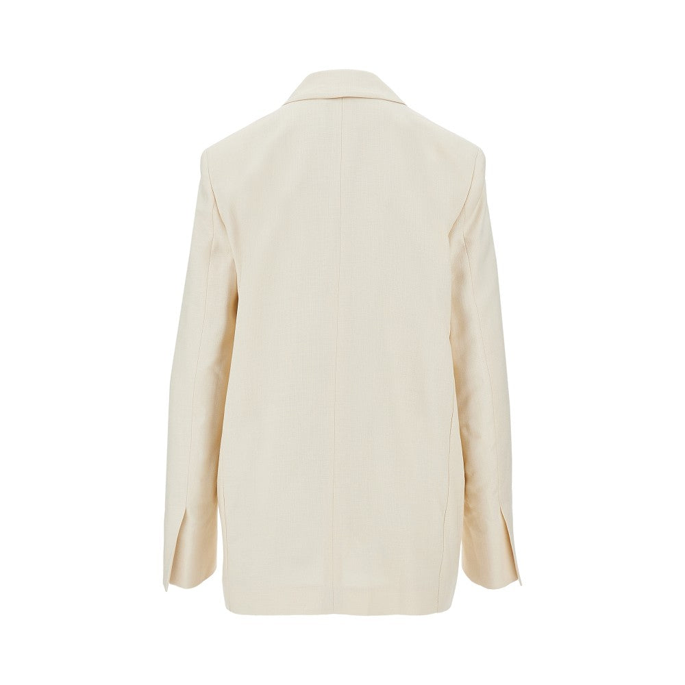 Panama fabric single-breasted jacket