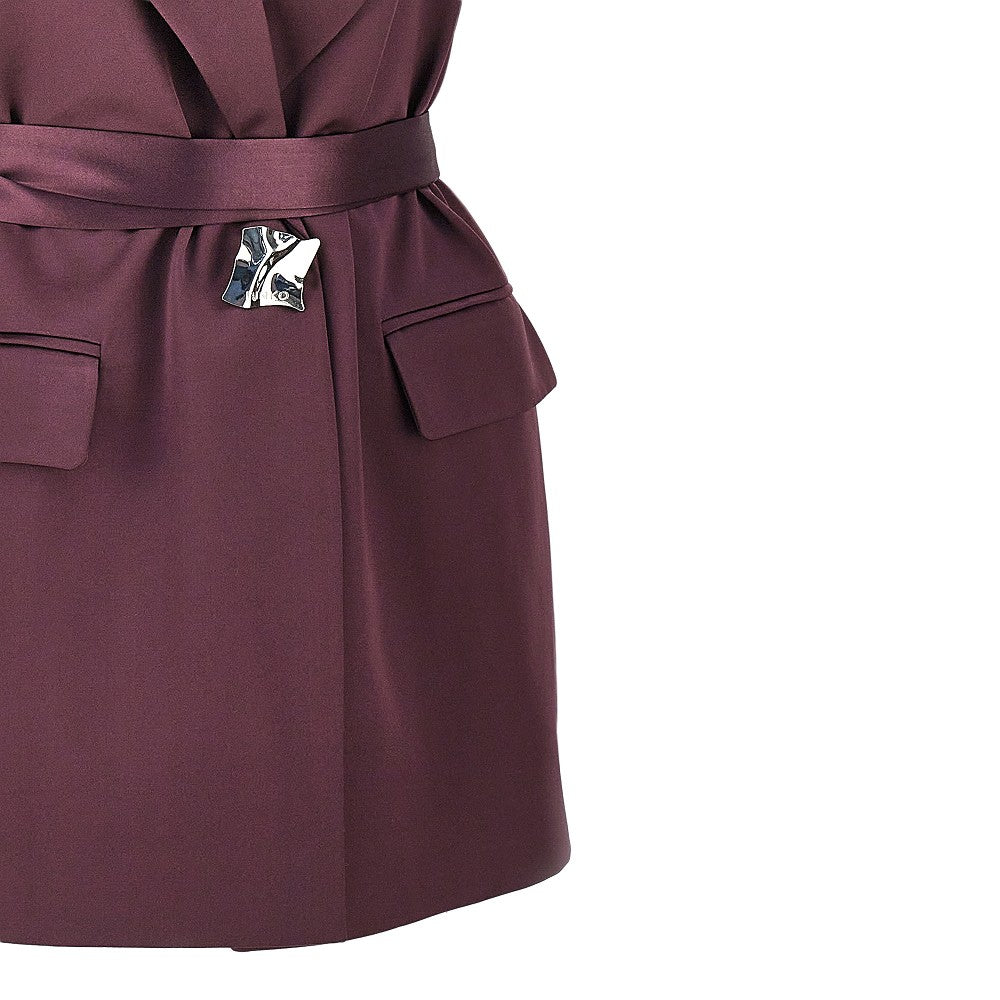 Giacca smanicata in satin con cintura