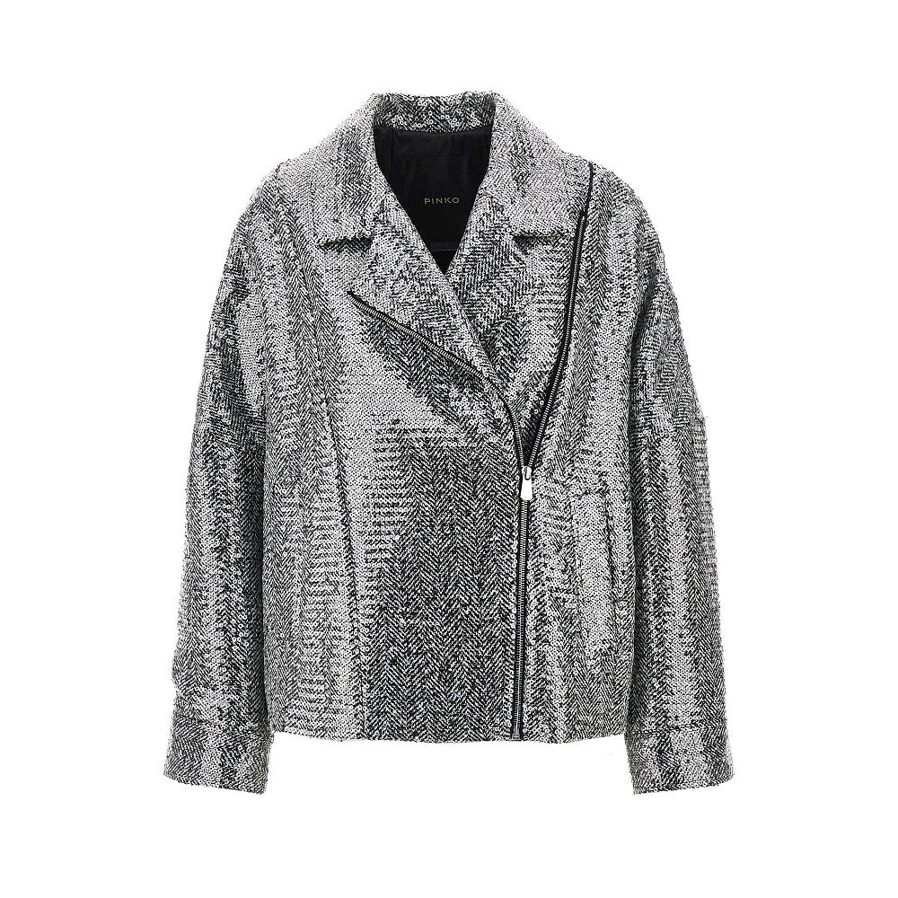 Caban in panno chevron con paillettes