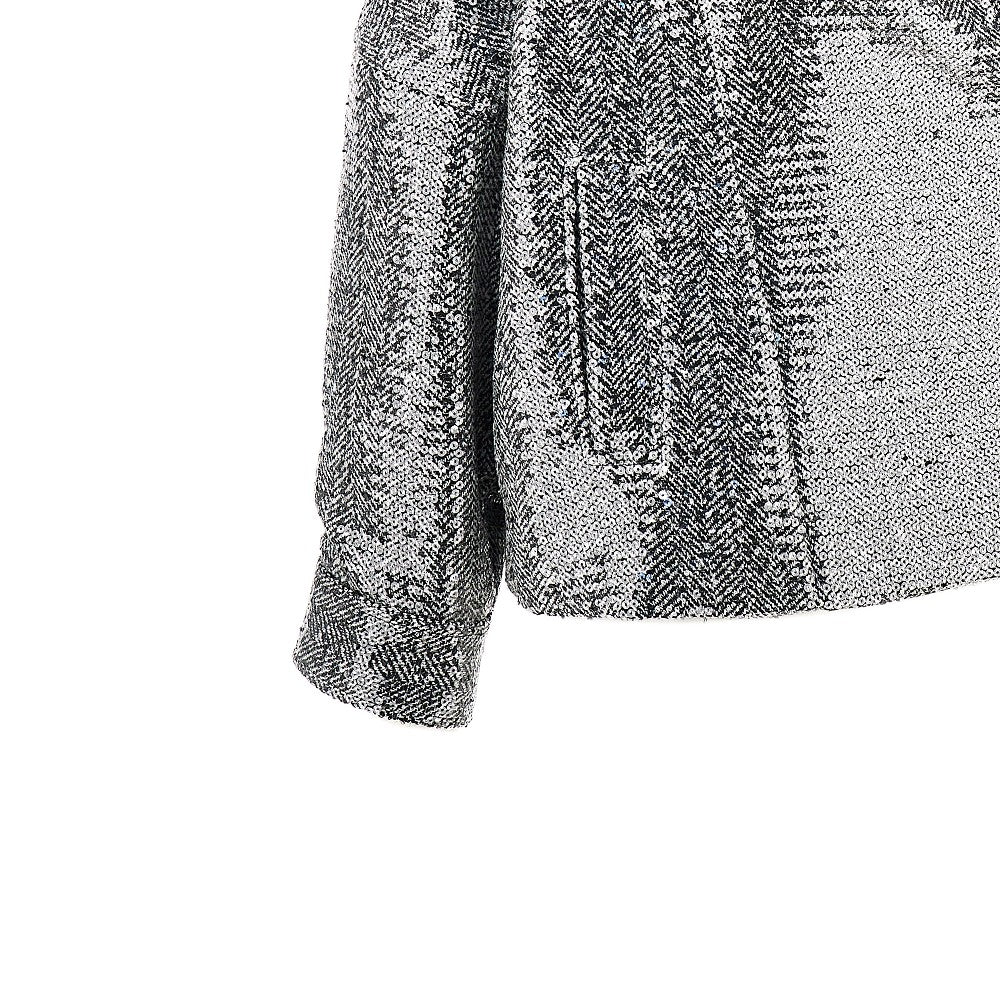 Caban in panno chevron con paillettes