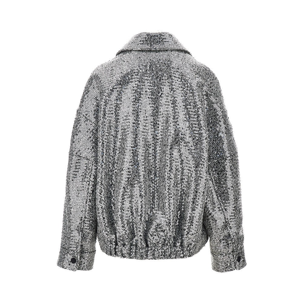 Caban in panno chevron con paillettes
