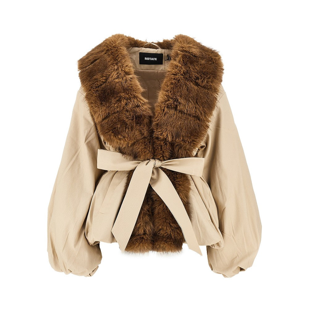 Giacca in twill con collo in ecopelliccia