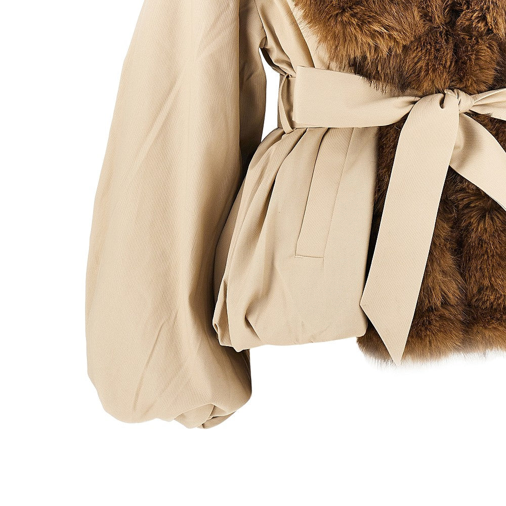 Giacca in twill con collo in ecopelliccia
