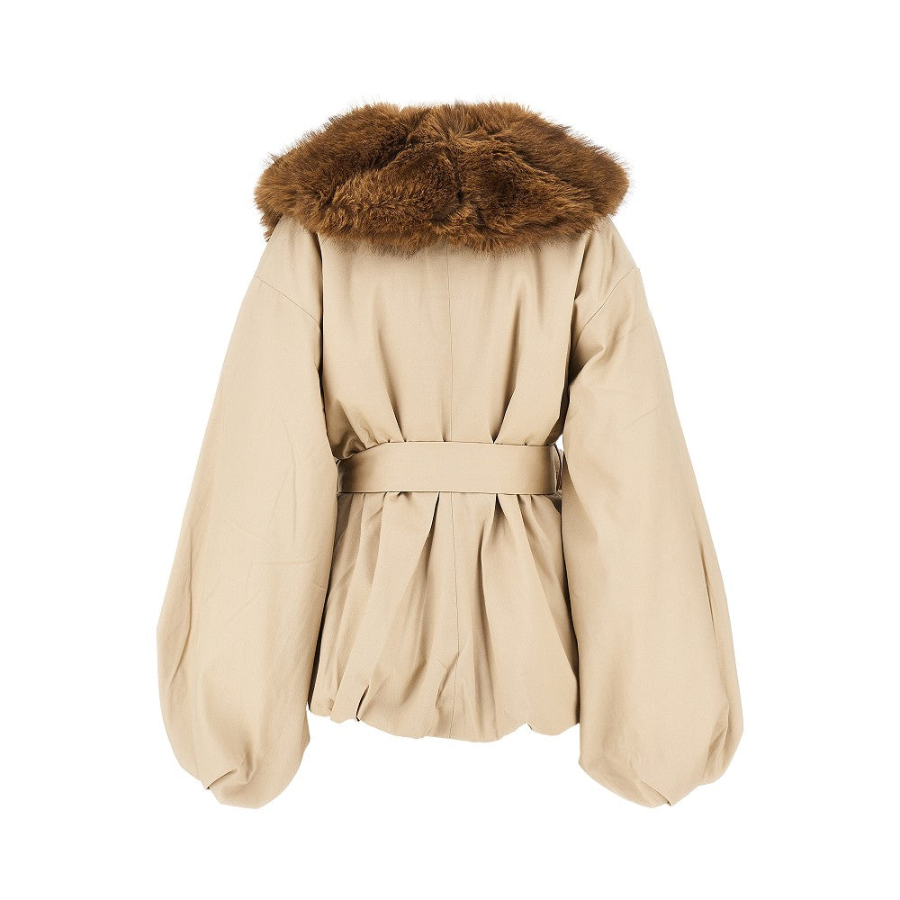 Giacca in twill con collo in ecopelliccia