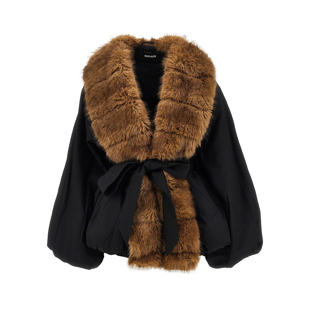 Giacca in twill con collo in ecopelliccia