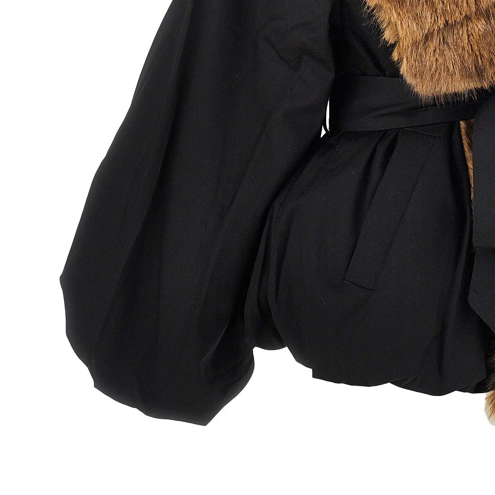 Giacca in twill con collo in ecopelliccia