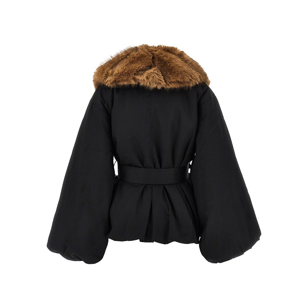 Giacca in twill con collo in ecopelliccia