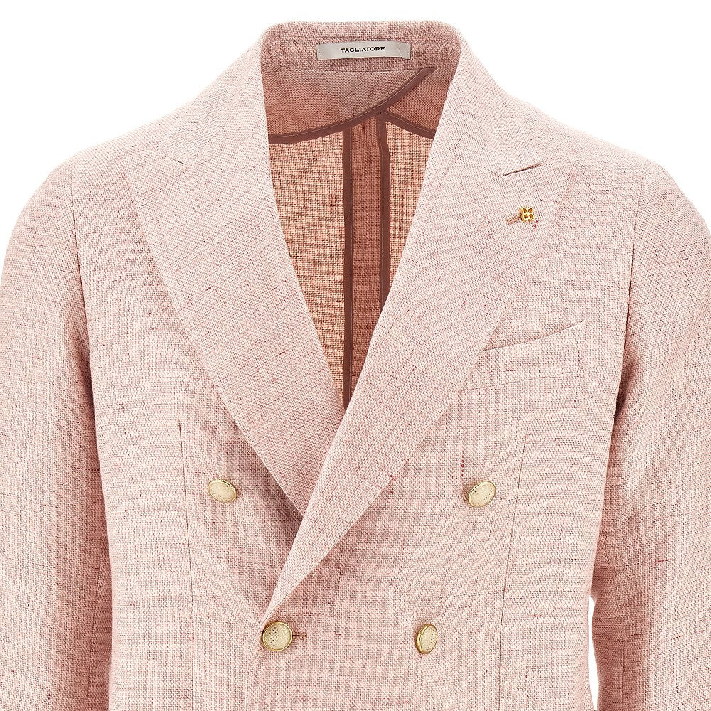 Linen and cotton double-breasted jacket