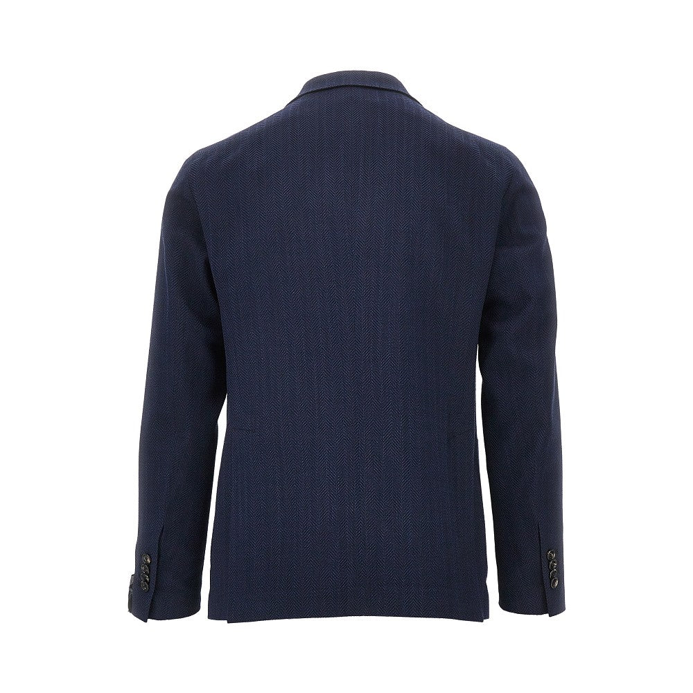 Giacca doppiopetto in misto lana chevron