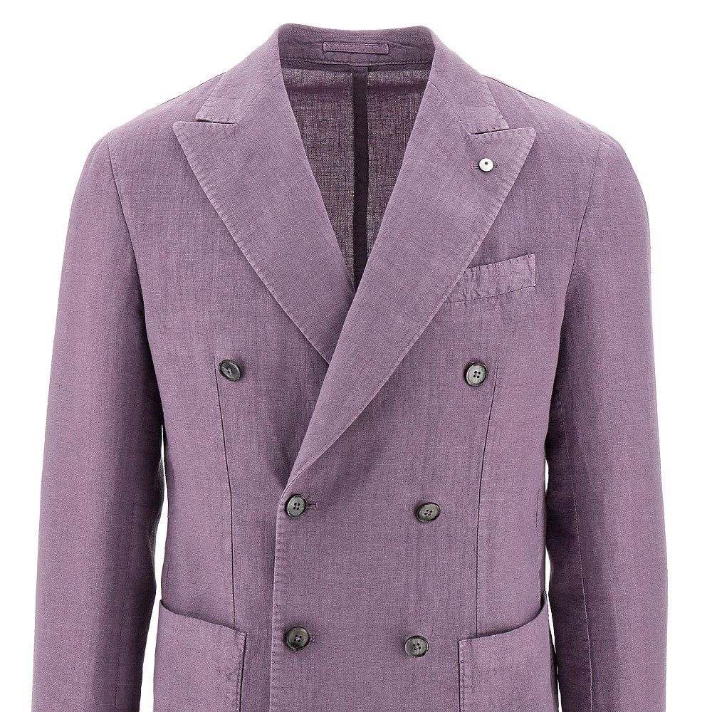 Tailored double-breated linen jacket