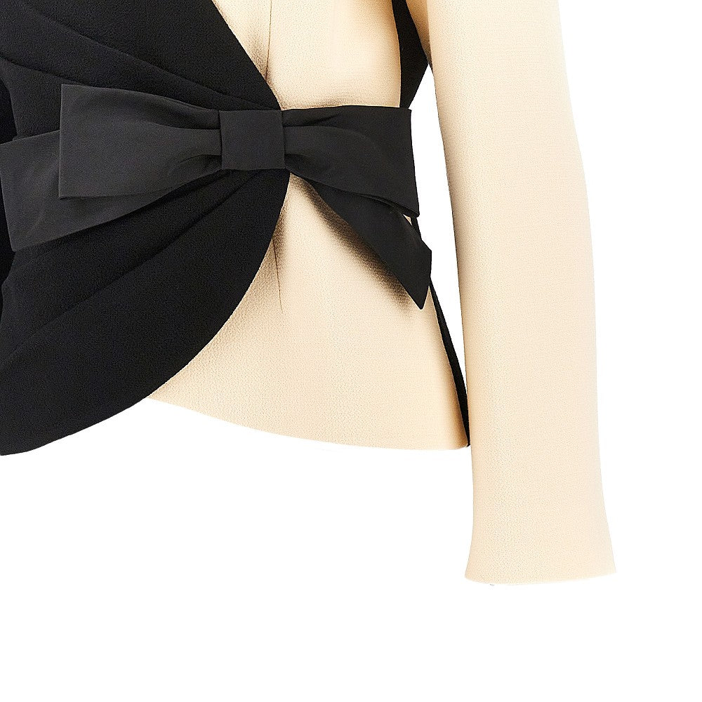 Wool Crepe jacket with bow
