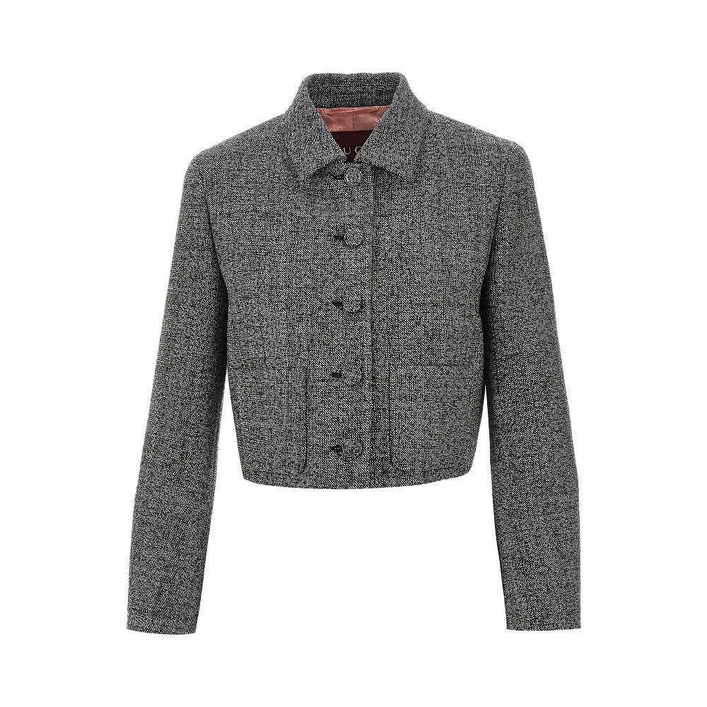 Giacca corta in grisaglia di lana