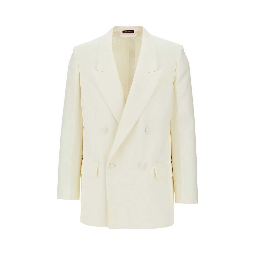 Technical panama double-breasted jacket