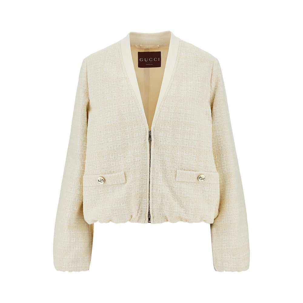 Tweed jacket with zip closure