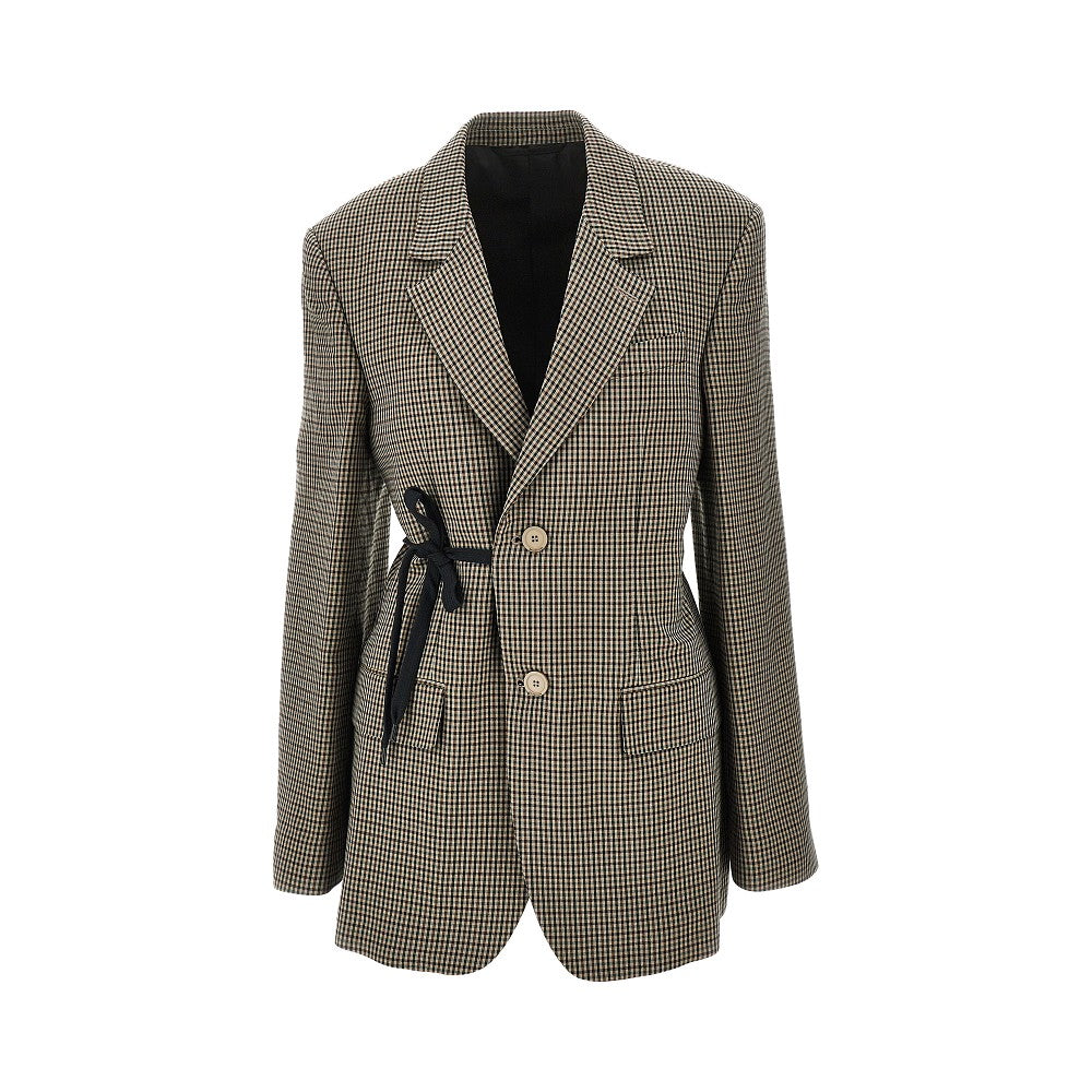 Check lyocell Wrap tailored jacket