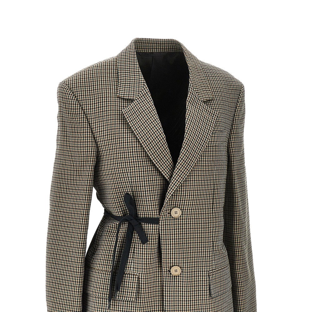 Check lyocell Wrap tailored jacket