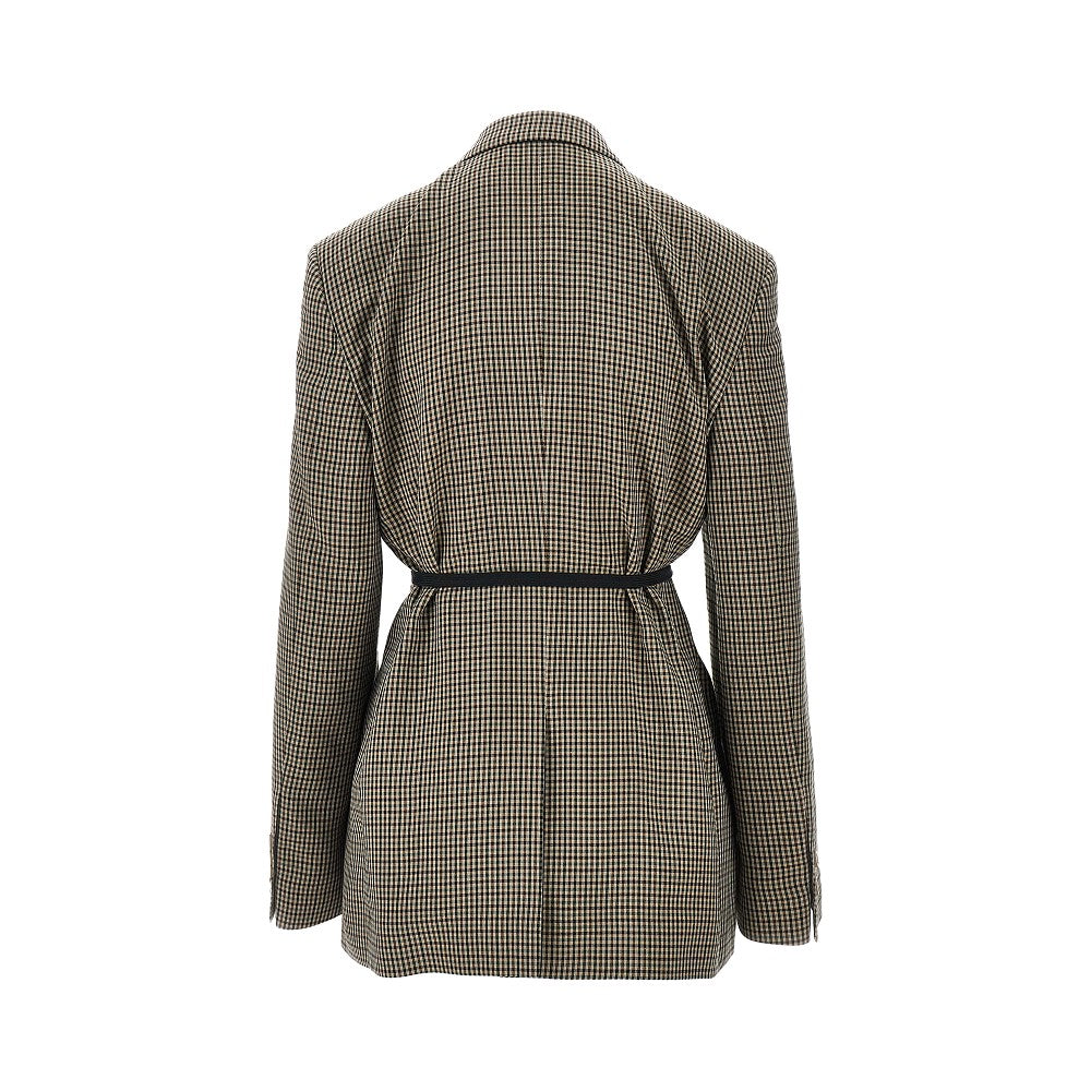Check lyocell Wrap tailored jacket