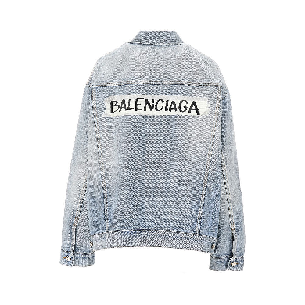 Giacca in denim con stampa 'Masking Tape'