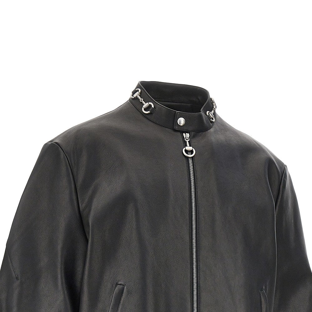 Giacca in pelle con dettagli Horsebit