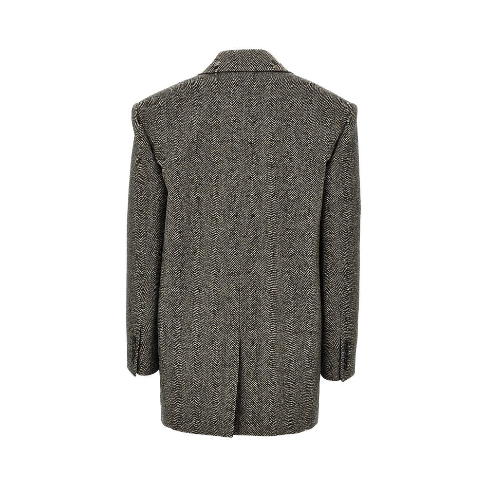 Wool jacket with herringbone motif