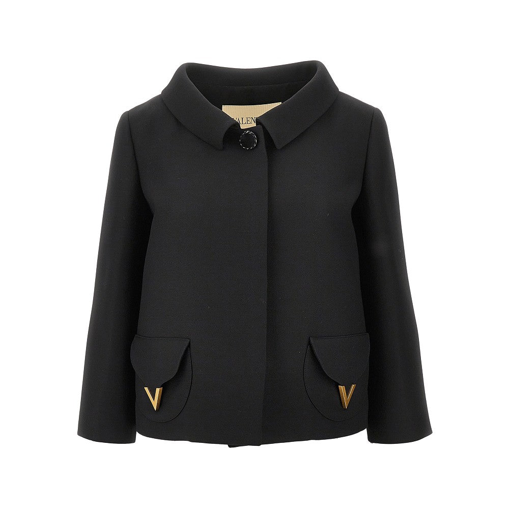 Giacca in Crepe Couture con dettagli V Gold