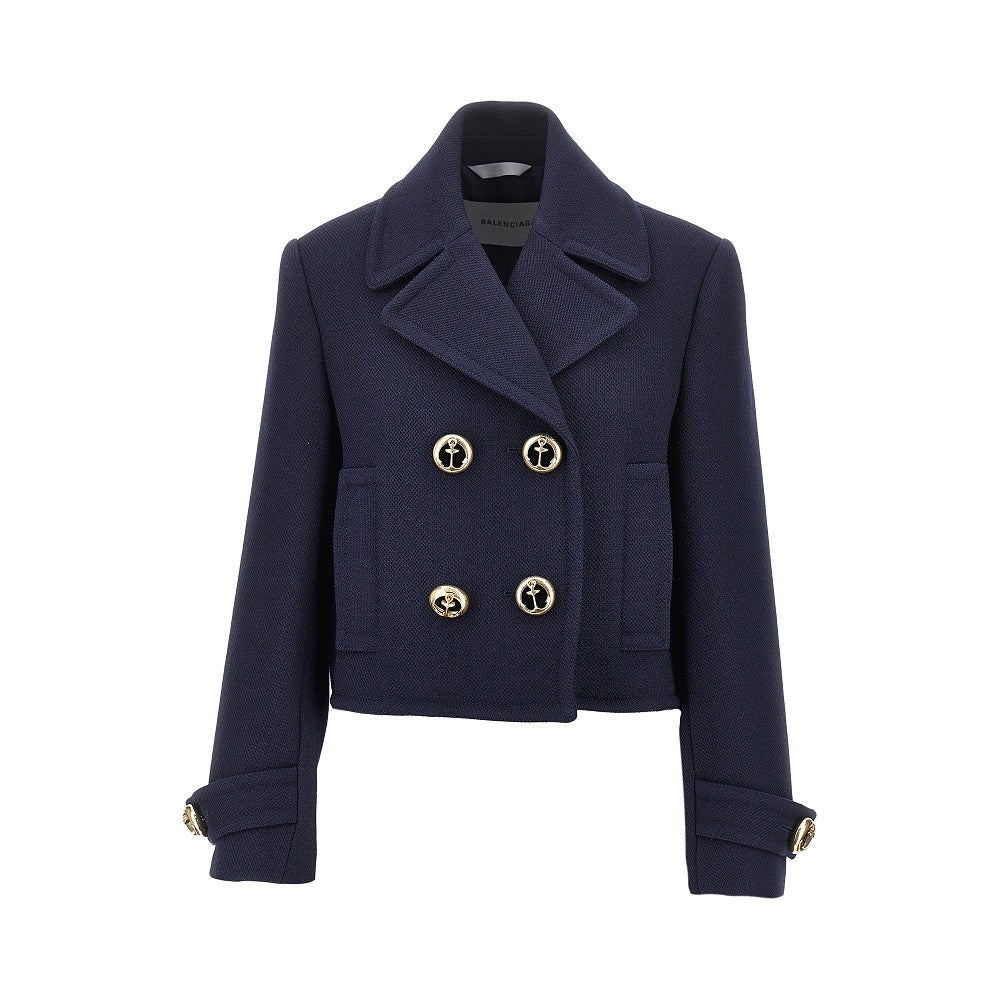 Textured wool cropped jacket