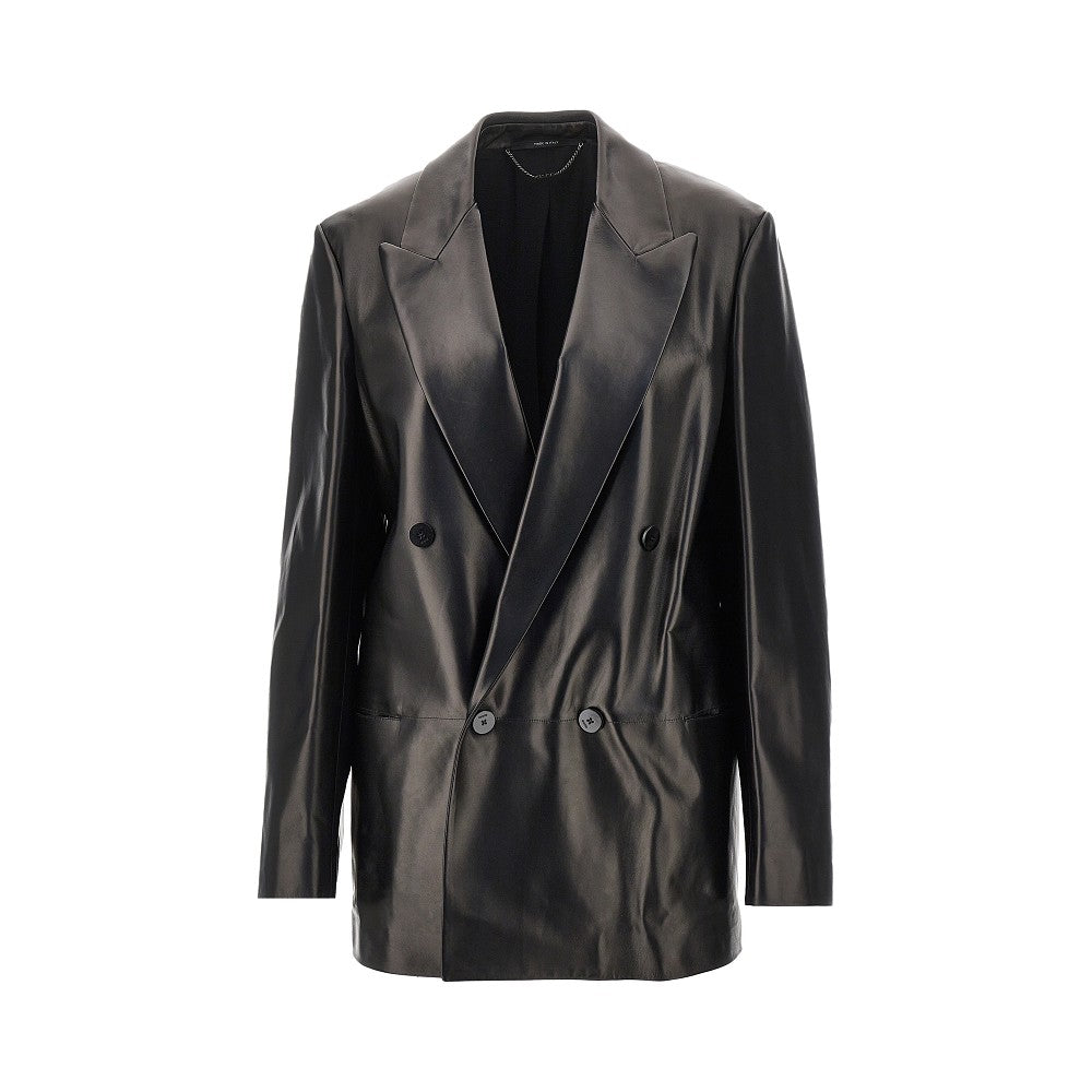 Nappa leather double-breasted jacket