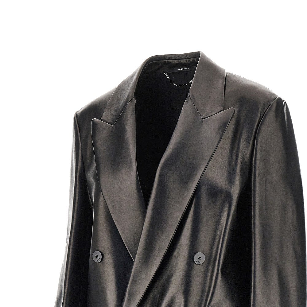 Nappa leather double-breasted jacket