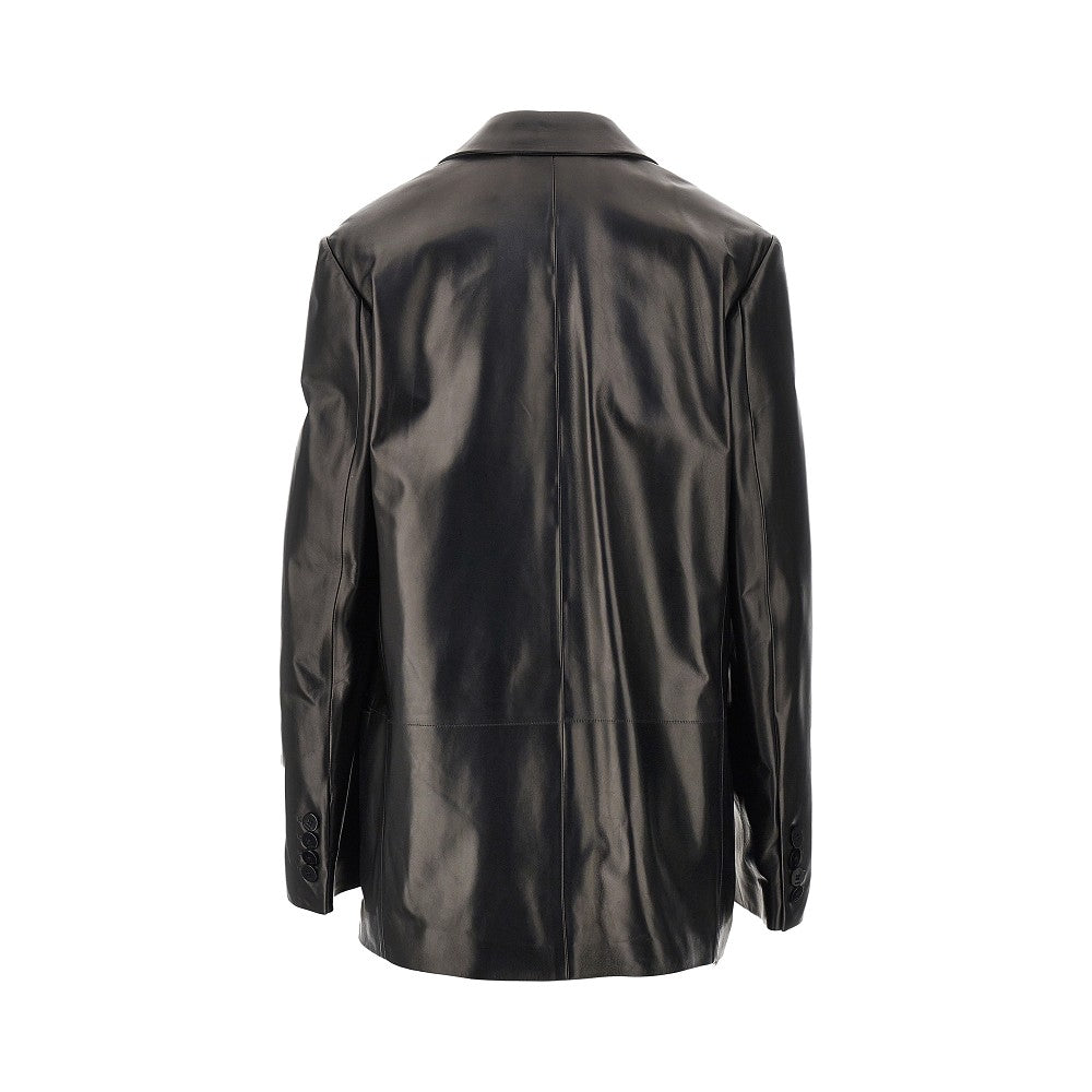 Nappa leather double-breasted jacket