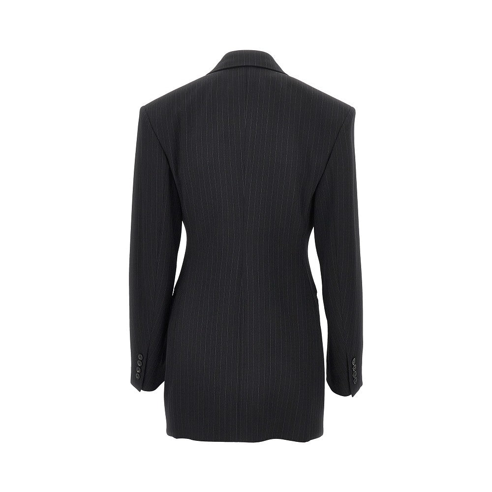 Pinstriped wool-blend double-breasted jacket