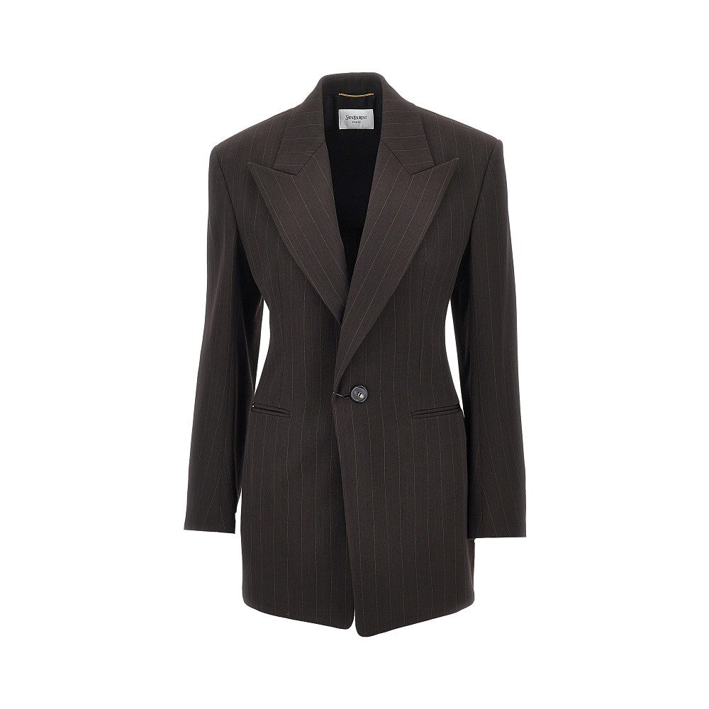 Pinstriped wool single-breasted jacket