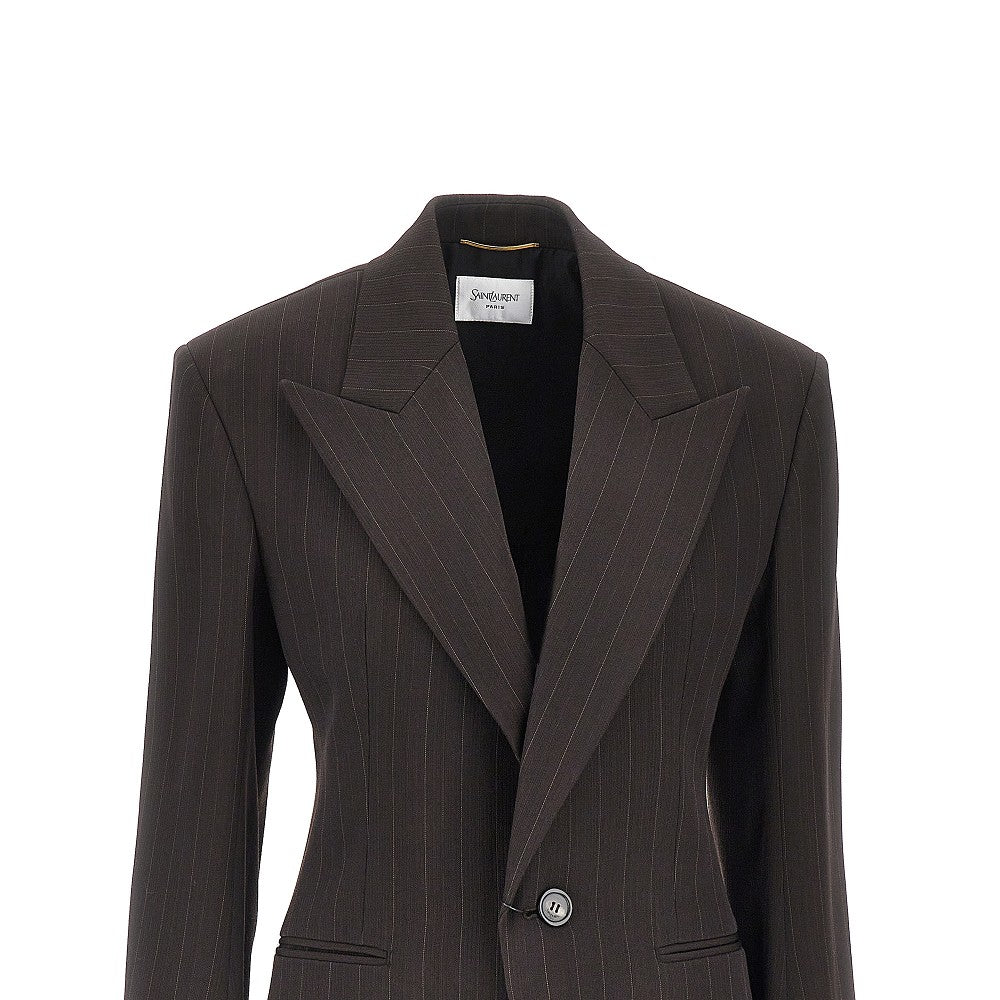 Pinstriped wool single-breasted jacket