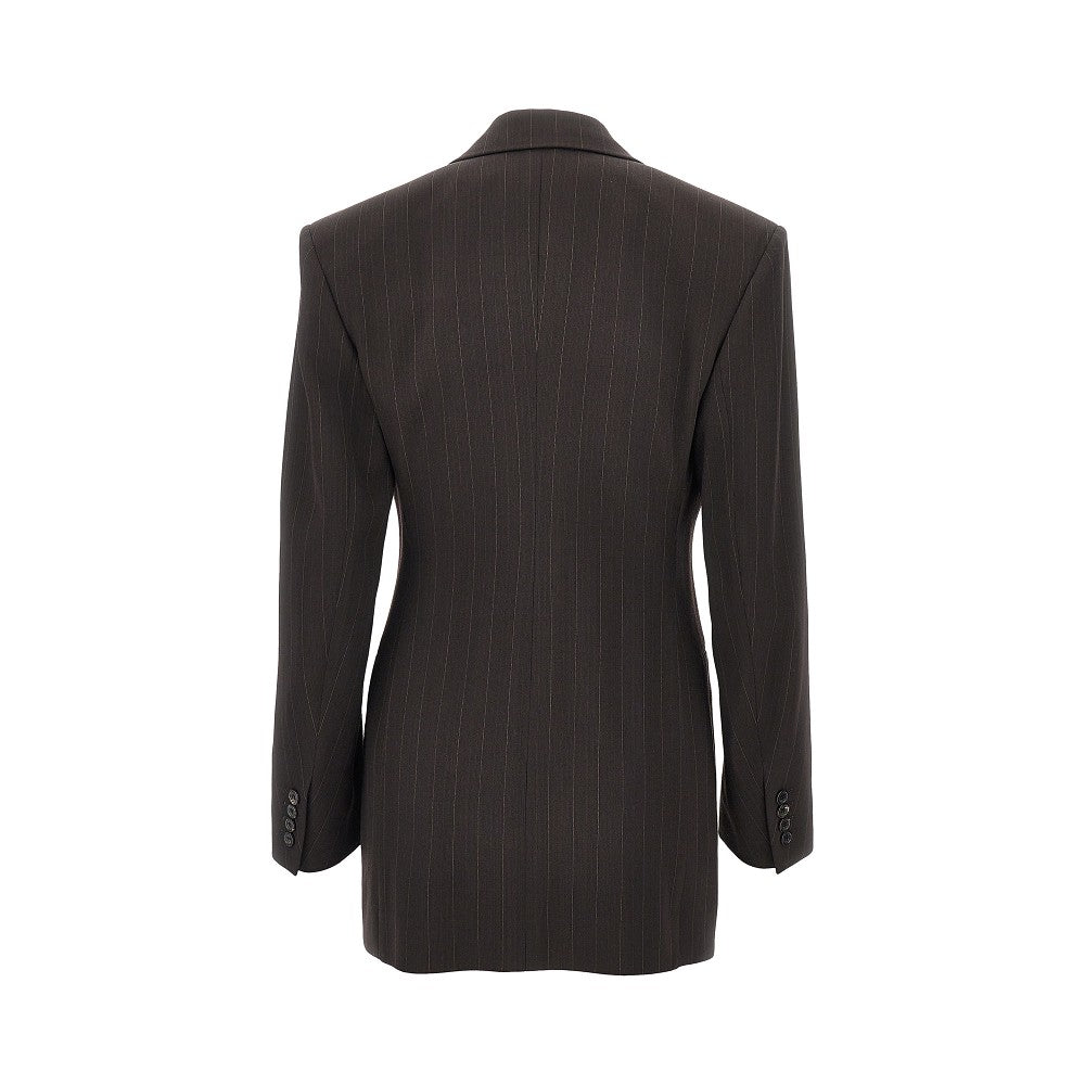 Pinstriped wool single-breasted jacket
