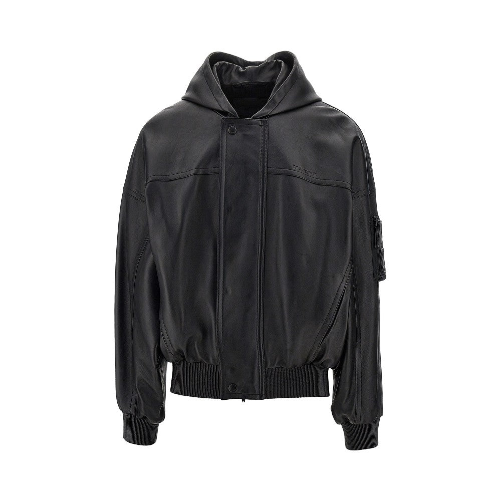 Bomber in nappa con cappuccio