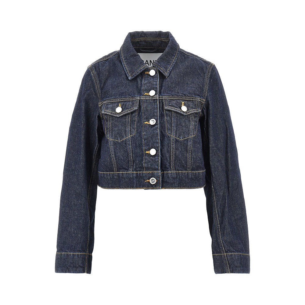 Giacca cropped in denim