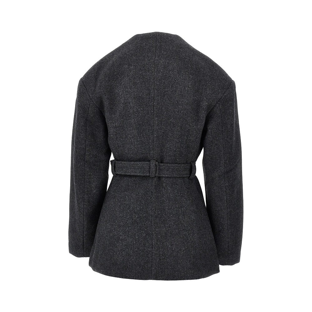Wool-blend jacket with belt