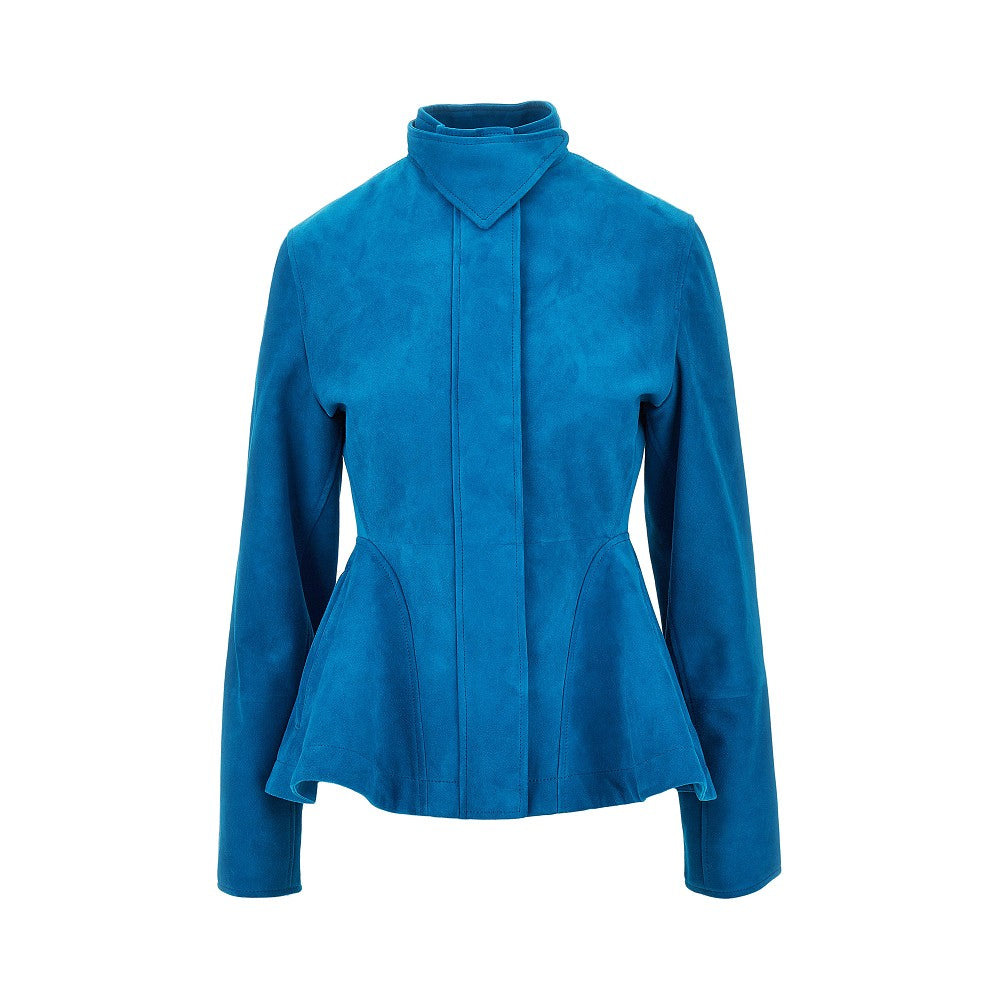 Giacca Peplum in pelle scamosciata