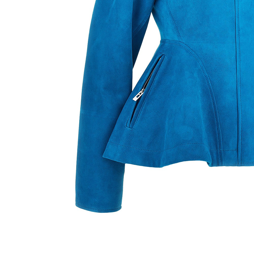 Giacca Peplum in pelle scamosciata