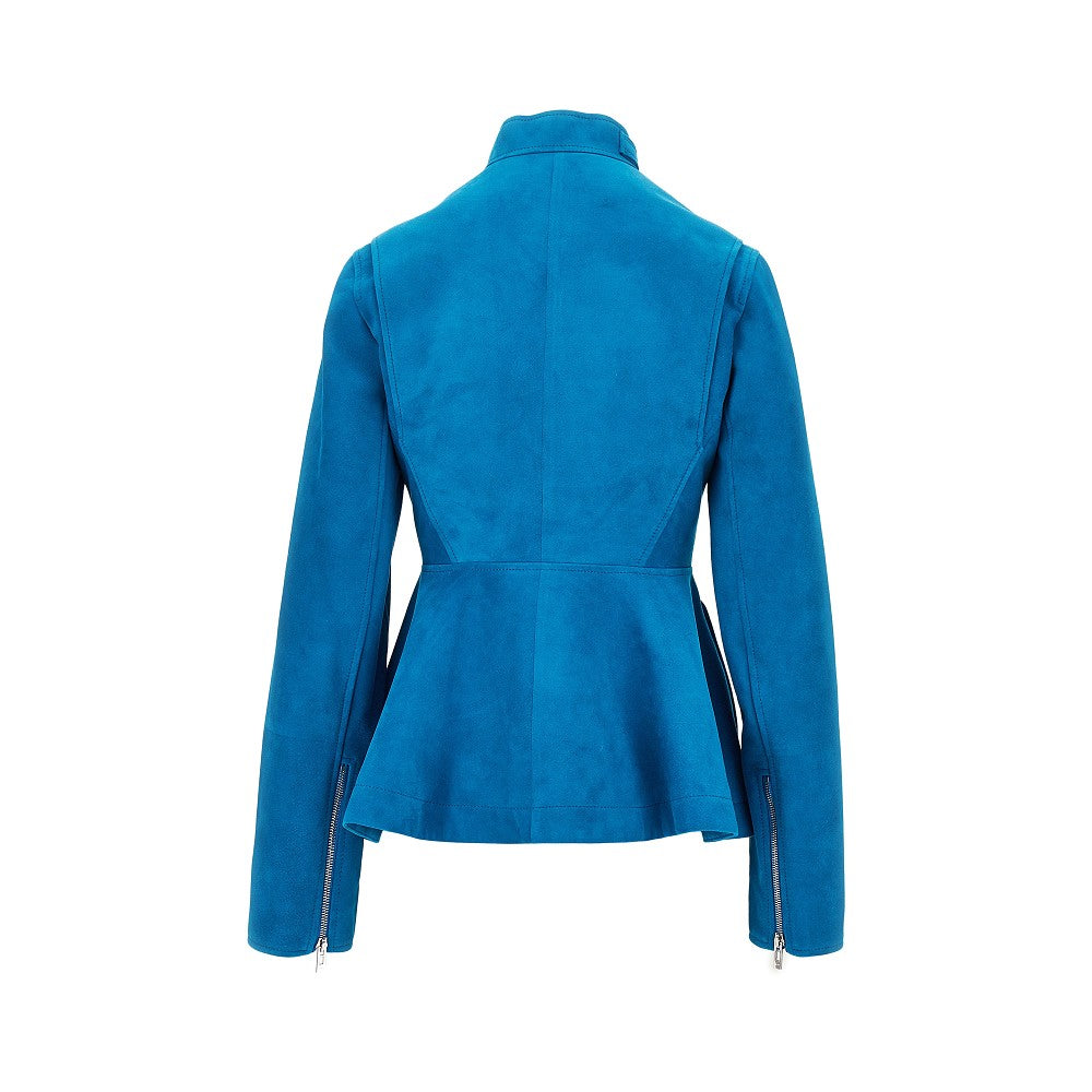Giacca Peplum in pelle scamosciata