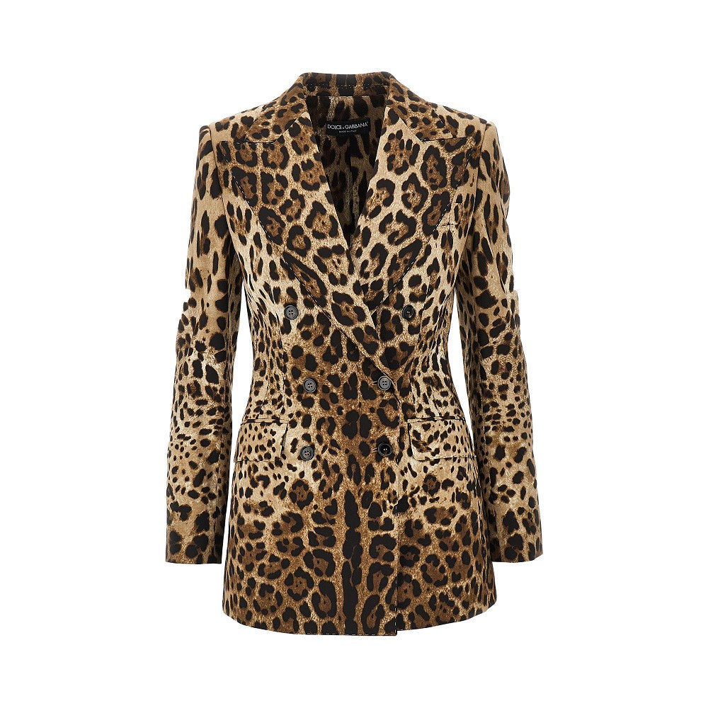 Double-breasted jacket with animal print