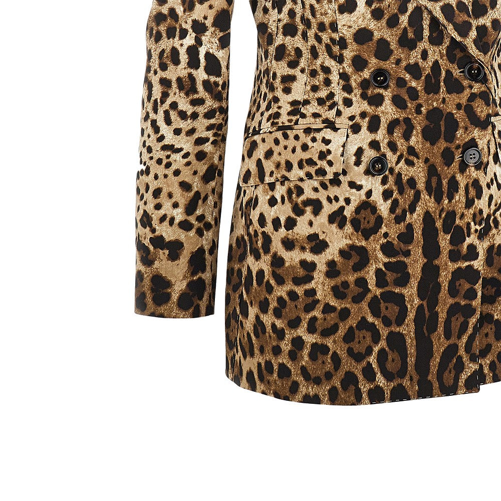 Double-breasted jacket with animal print