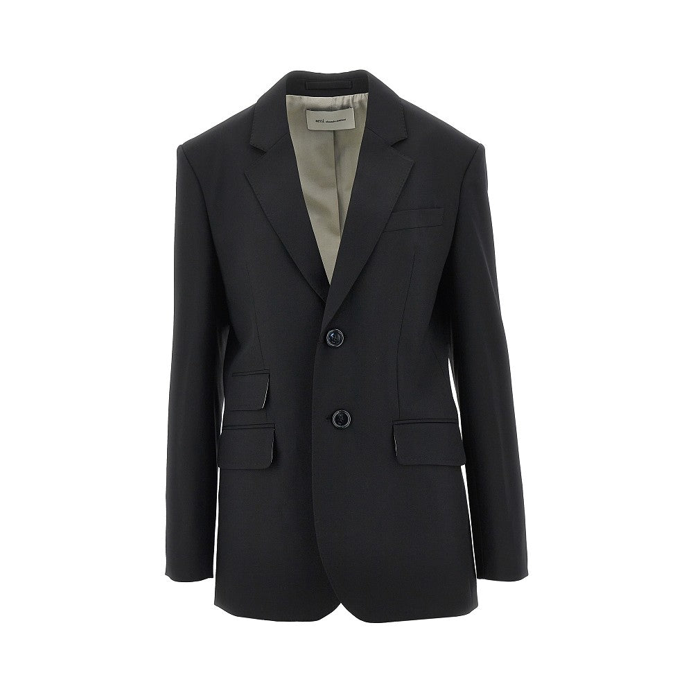 Virgin wool single-breasted Boxy jacket