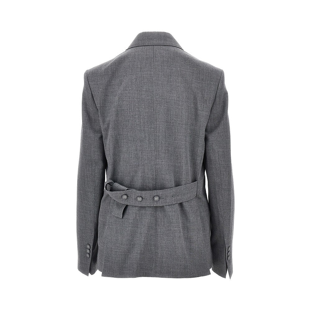 Double-breasted wool blazer with belt
