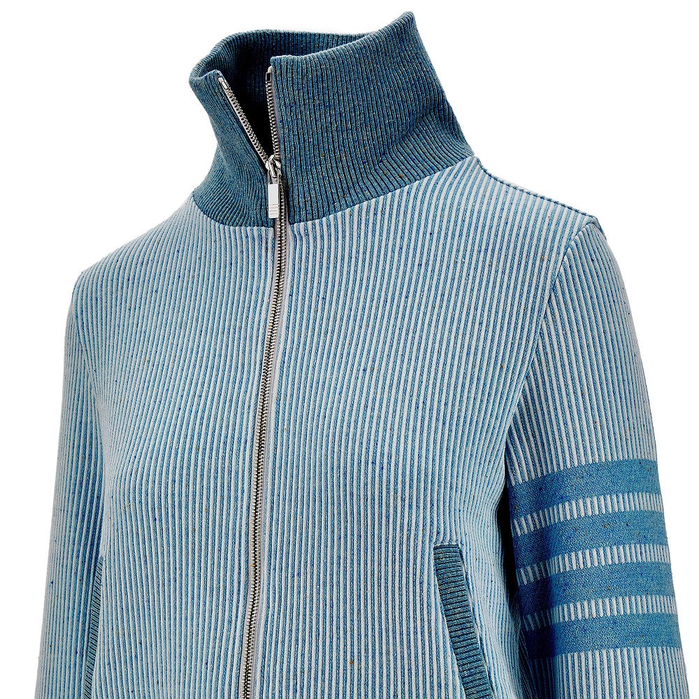 Cardigan full-zip in misto seta a costine