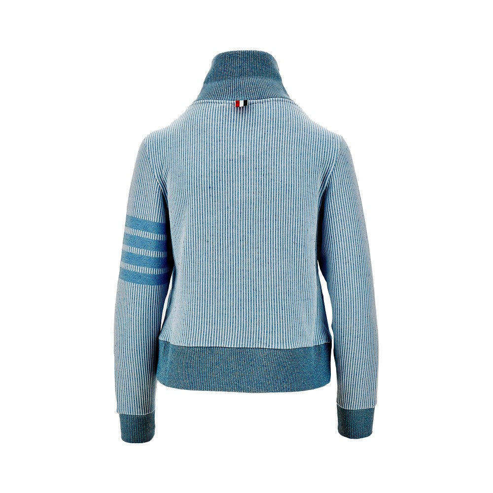 Cardigan full-zip in misto seta a costine